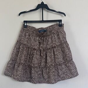Brown and Tan Tiered Bubble Mini Skirt 310